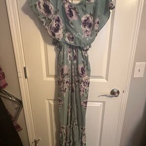 Floral Maxi Dress in Green and Purple